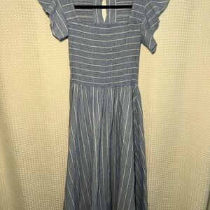 Elegant Blue Striped Dress